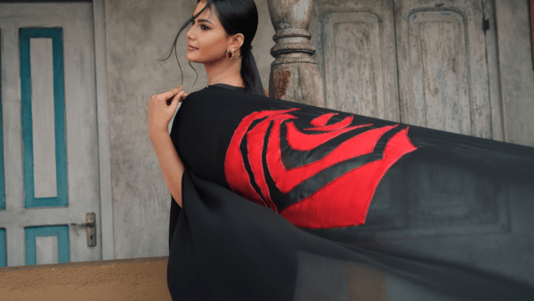 Red Silk Rose Saree - Image 4