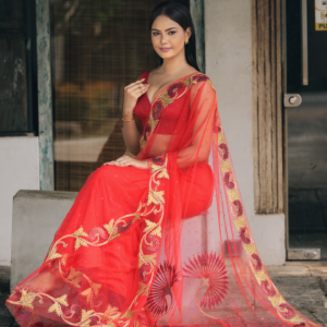 Scarlet Charm Floral Saree