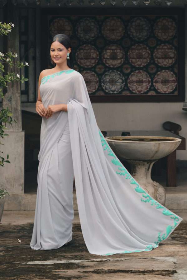 Blossom Hand-Painted Saree - Image 2