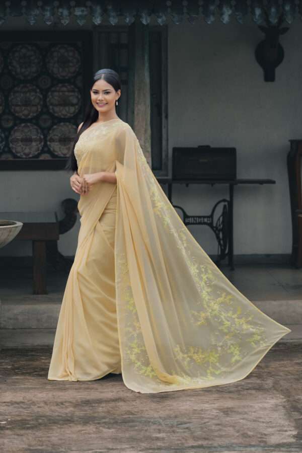 Golden Bloom Saree
