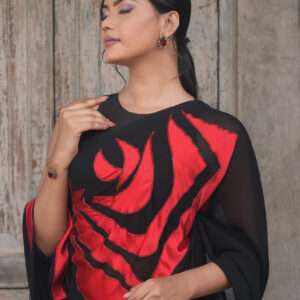 Red Silk Rose Saree
