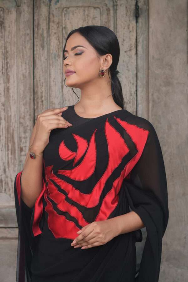 Red Silk Rose Saree