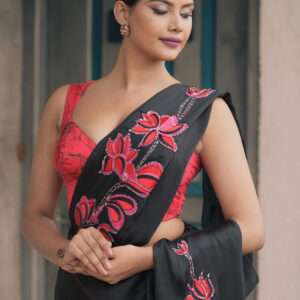 Pink Lotus Batik Kandiyan Saree