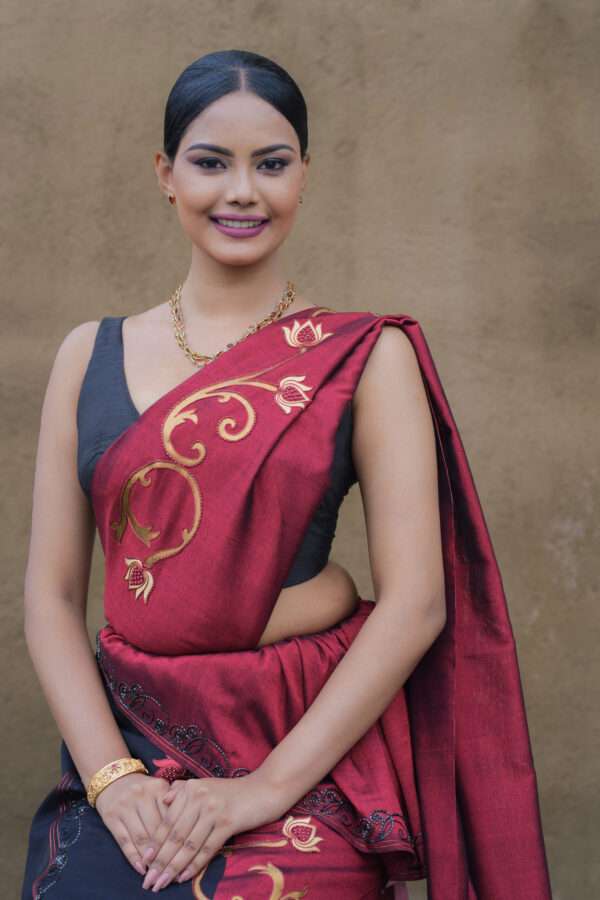 Regal Scarlet Saree - Image 3