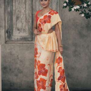Orange Blossom Batik Kandiyan Saree