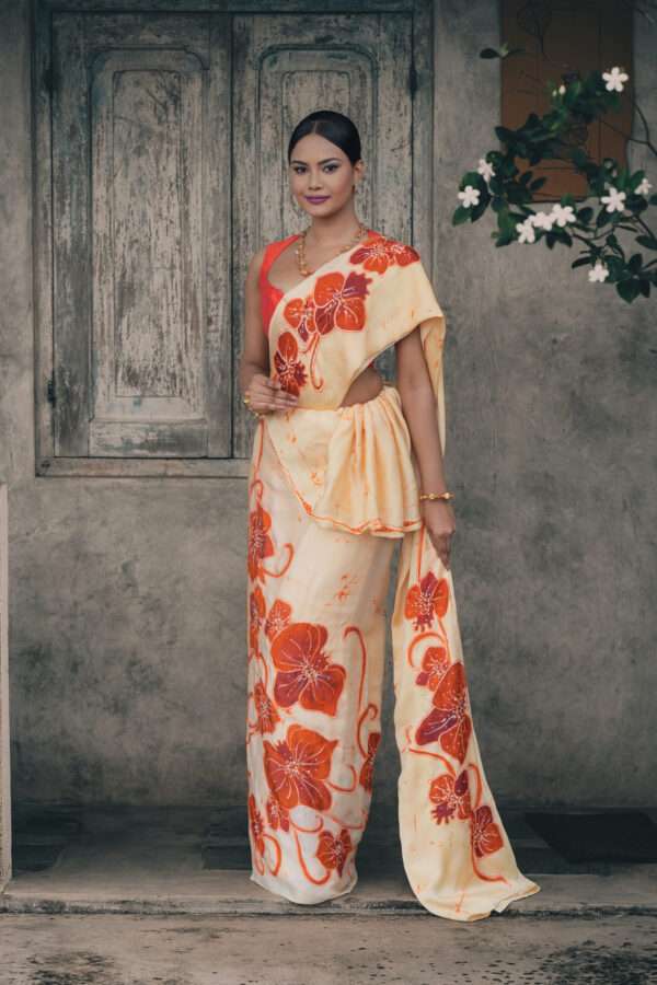 Orange Blossom Batik Kandiyan Saree